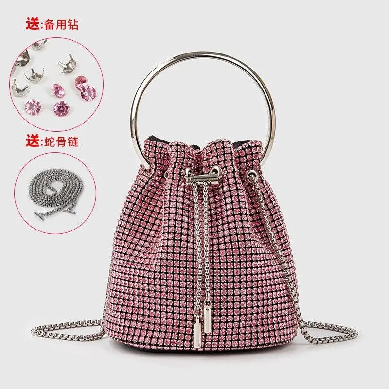 Women's bag bucket bags Women's inlaid diamond bag Fashion dinner women luxury single shoulder designer handbags