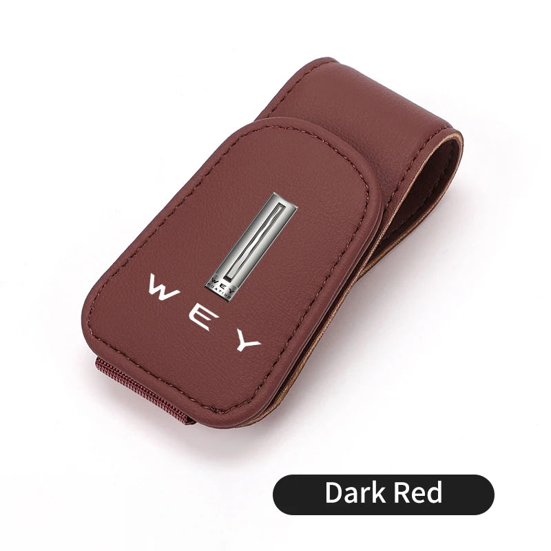 For WEY Car Visor Glasses Clip Leather Hidden Card Slot Organizer Tank 300 VV6 VV5 VV7 GT Mocha Splash Guard Mudguards