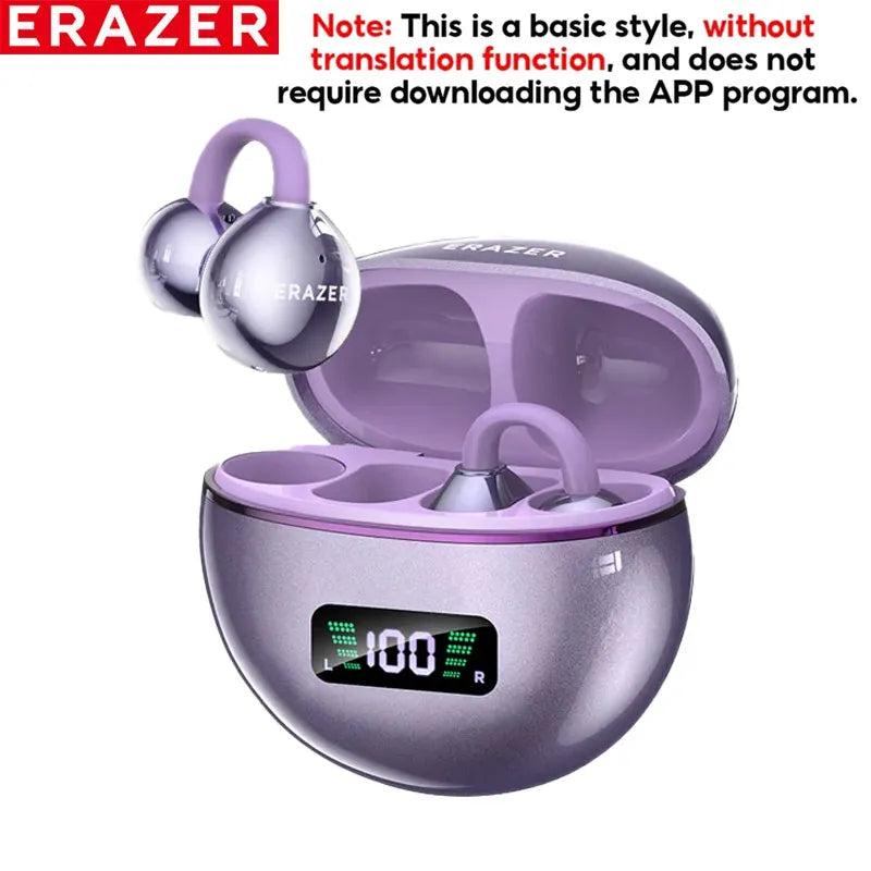 ERAZER XF55 Bluetooth V6.0 AI Earphones Noise Redution OWS Ear clip Headsets Wireless Headphones Translator Earbuds Longlife