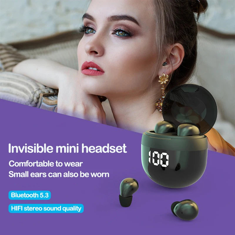 SHUKE Invisible Sleep Wireless Earphone Bluetooth 5.3 Mini Earbuds Noise Cancelling Headset Touch Control Headphones With Mic