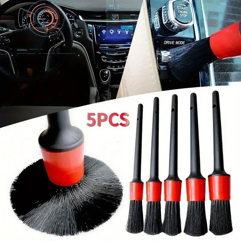 Premium Nylon Car Detailing Brush Kit - Multi-Surface Auto Cleaning Tools for Dashboard, Vents, Wheels