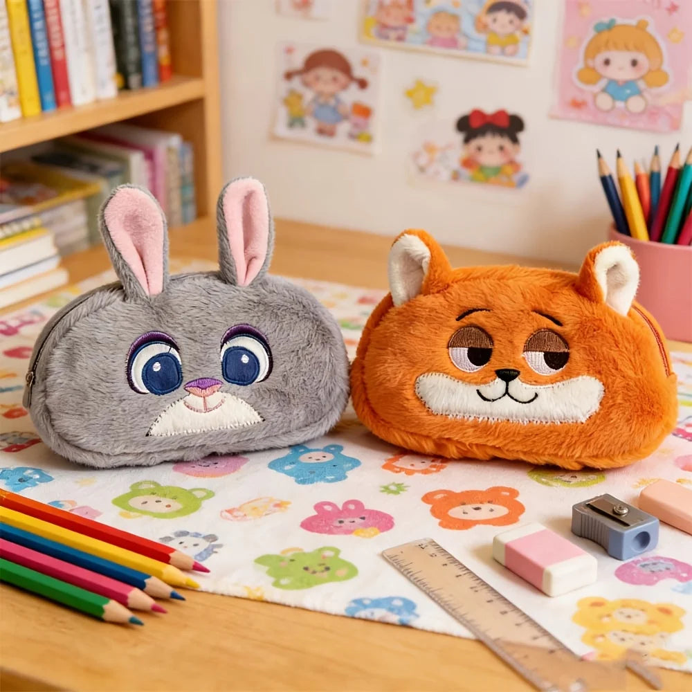 1pc Disney Zootopia Judith Nick pencil case, cute cartoon clutch bag, large storage pencil case, holiday gift giving