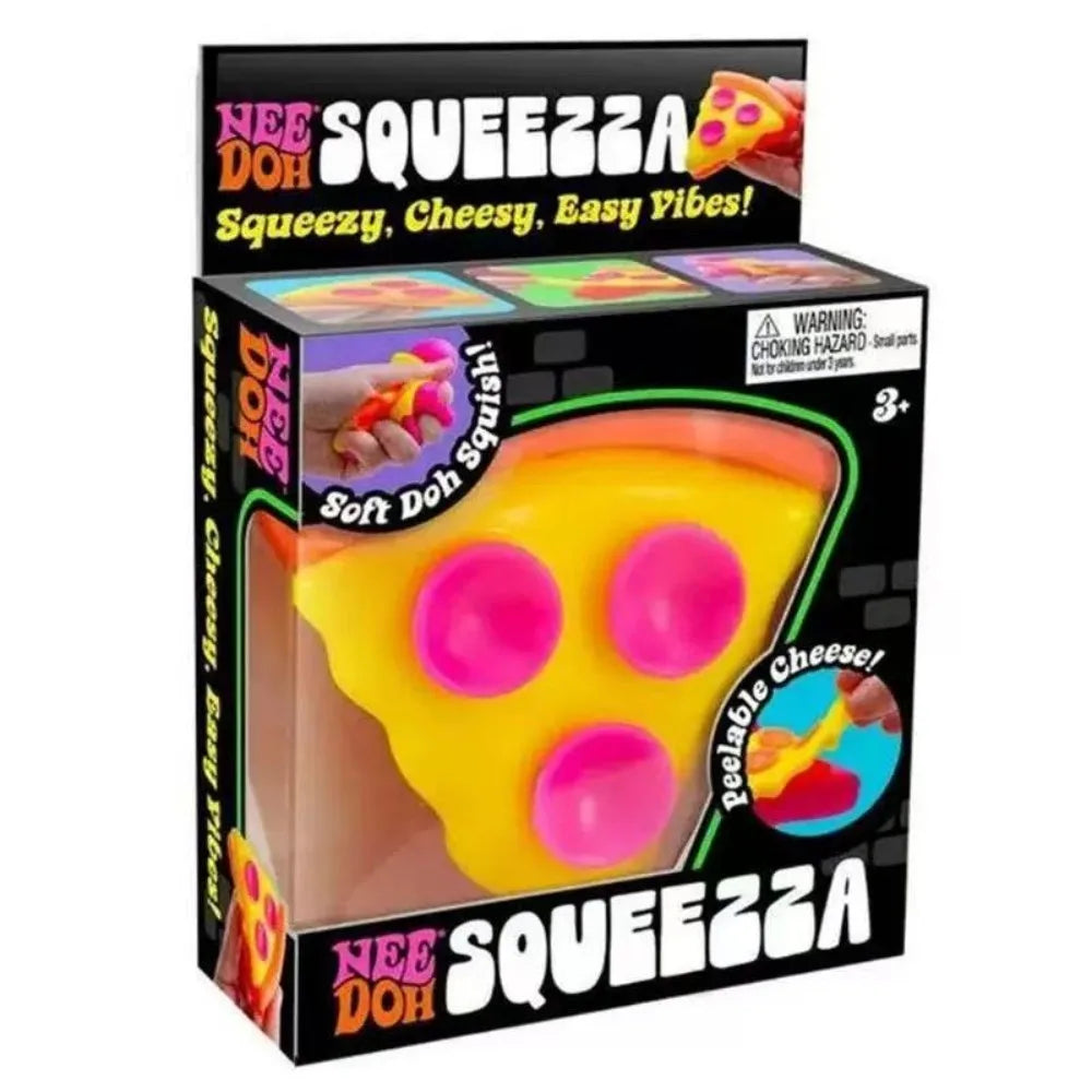 Needoh Pizza Sensory Stress Relief Cube, Fidget Cube for Anxiety Relief, Squeeze Toy for Focus, ADHD, Surprise Box,