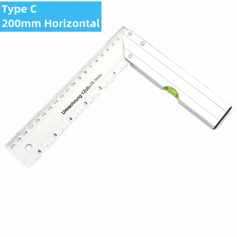 200/250/300mm Aluminum Square Ruler Right Angle 90 Degree Turning Rule Woodworking Measuring Tool Angle Square Carpenter Ruler