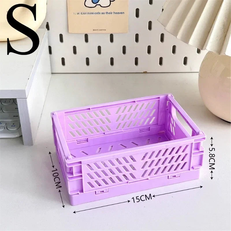 6Color Foldable Storage Baskets Student Desktop Holder Tape Stationery Cosmetic Storage Box Home Office Organizer Container