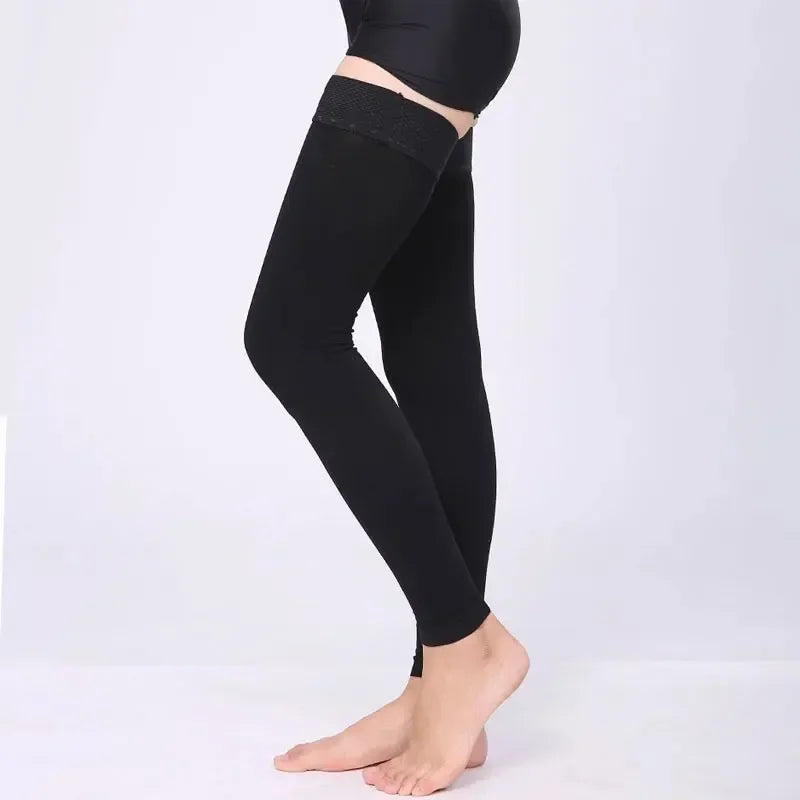 Unisex Class 2 23-32mmHg Thigh High Compression Socks Medical Support Stockings for Varicose Vein Prevention & Stress Relief
