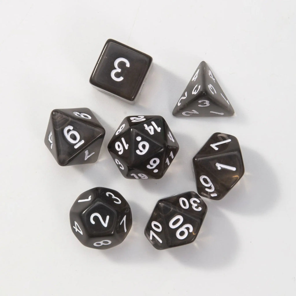 7Pcs/set Transparent Dice Polyhedral Dice Set for Dnd Tpg Trpg Cthulhu D20 D12 D10 D8 D6 D4 Table Board Games Number Dice Kit
