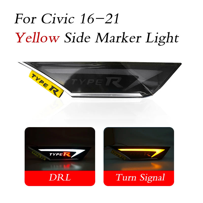 2 PCS LED Marker Side Lamp Daytime Running Light For Honda Civic 10th Gen 2016-2021 Hatchback Type R Si Turn Signal Light