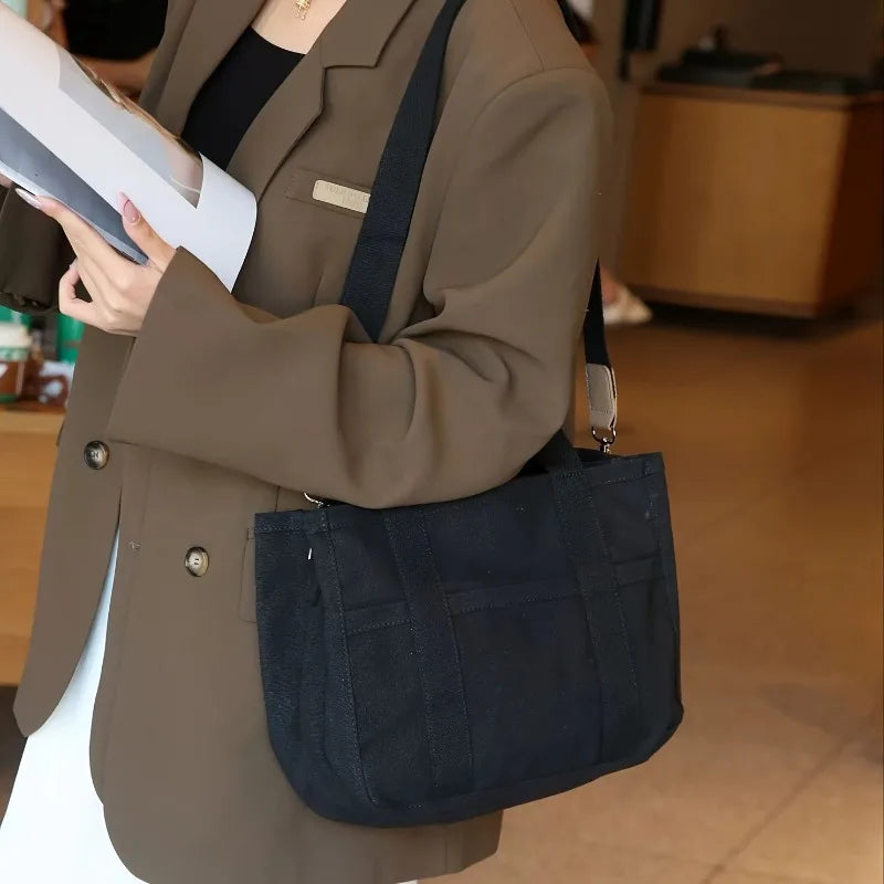 Fashionable White Women's Shoulder Bag, Large Capacity Handbag, Multifunctional Multi Compartment Storage Bags