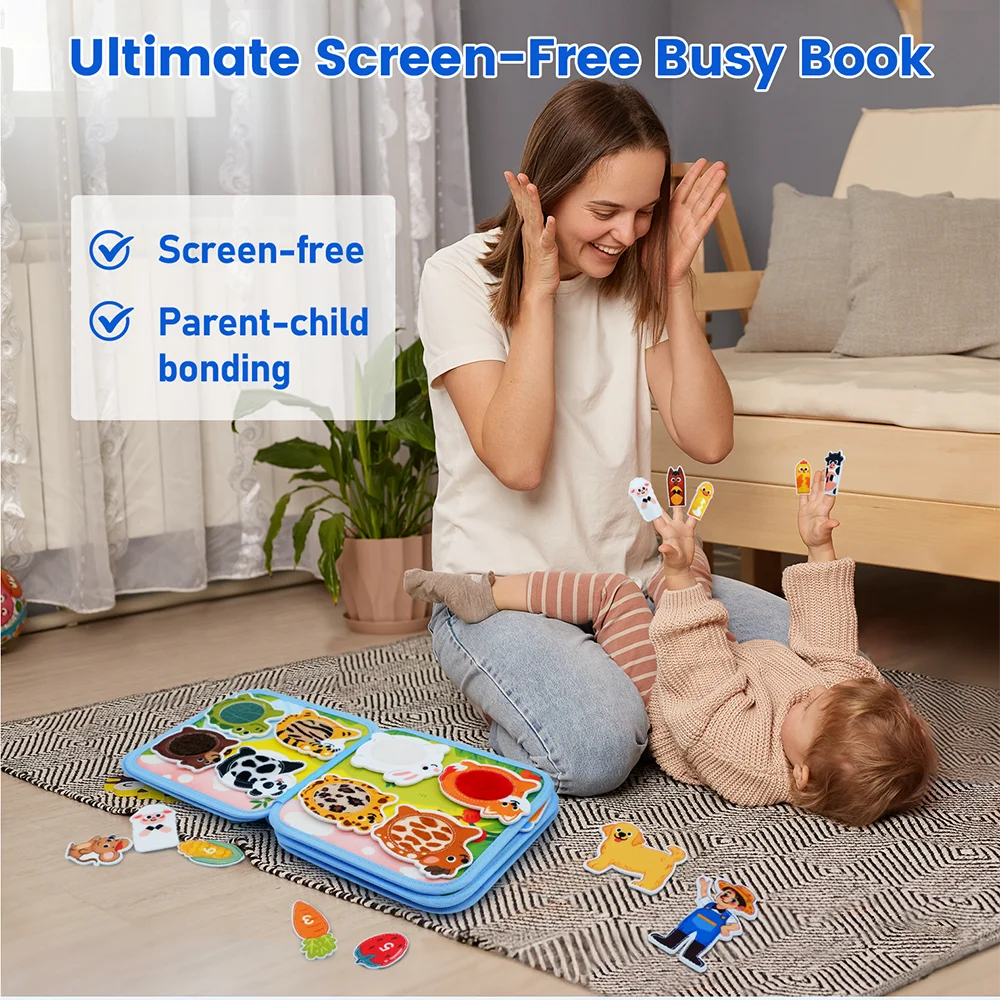 3D Farm Busy Board Quiet Book Soft Felt Montessori Toy For Fine Motor Skills Early Educational Travel Toys For Children Gifts