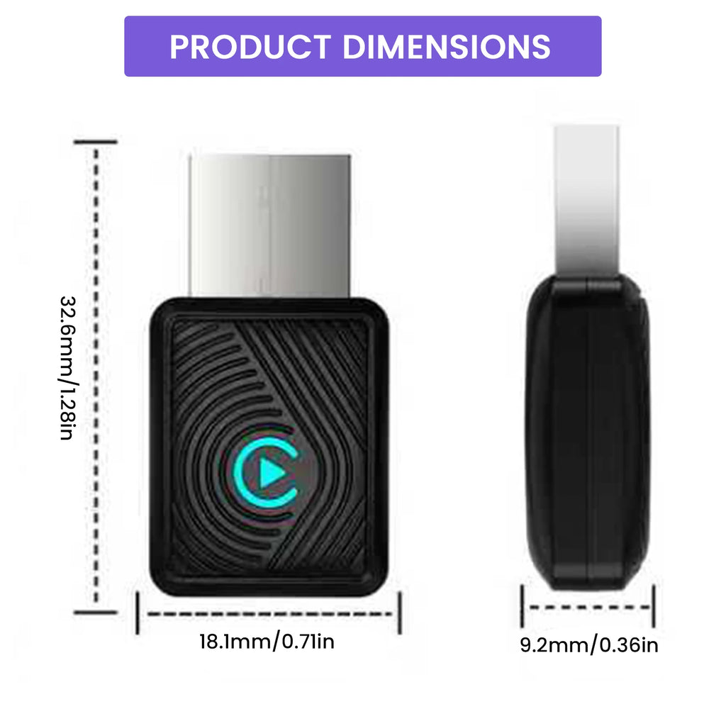 BT5.3 Mini CarPlay Wireless Adapter for Apple iPhone, Converts Wired to Wireless CarPlay Adapter, CarPlay Dongle Stick for Apple