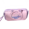 Cute Cat Head Quicksand Pencil Case Exquisite Large Capacity Three-Layer Classification Storage Bag with Handle Purple Pink Blue