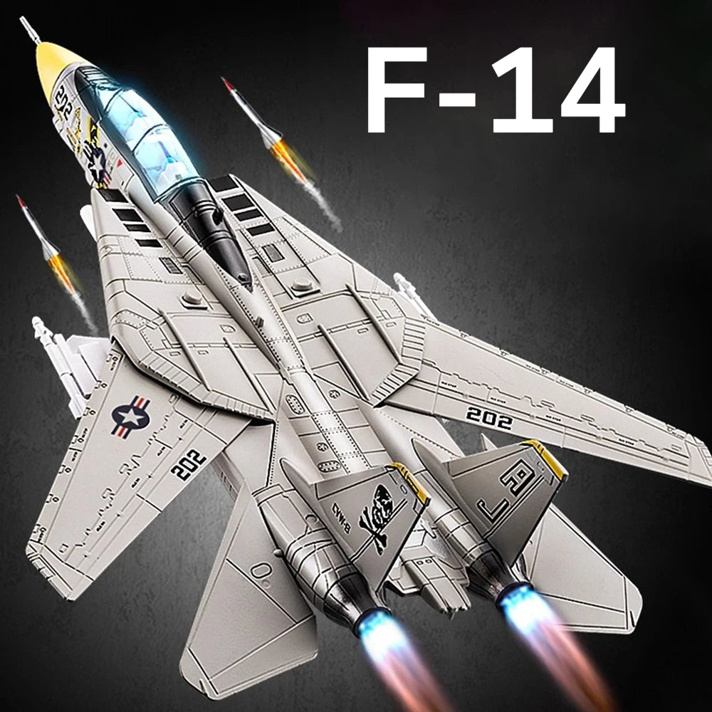1:32 F-14 Tomcat‌ A-10 Thunderbolt II‌ Fighter Model Toy Sound Light Doors Opened Military Airplane Models Collection Ornaments