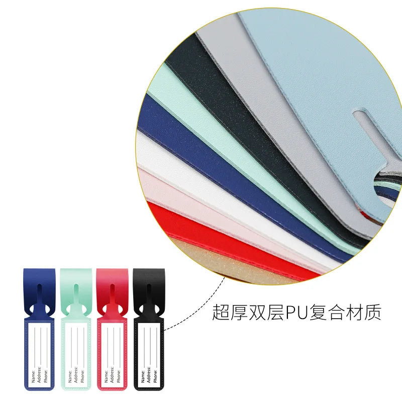 Customized boarding pass PU leather strip hanging luggage tag printed name label suitcase tag
