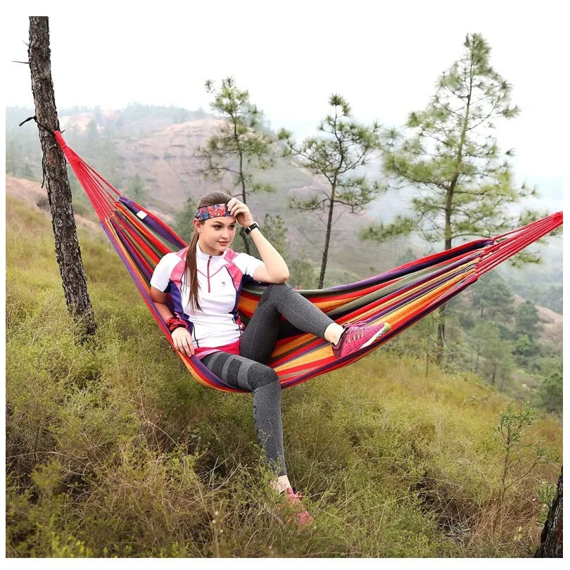 Double Hammock 2 Person Canvas Cotton Hammock with Tree Straps for Patio Garden Backyard Outdoor and Indoor Wholesale