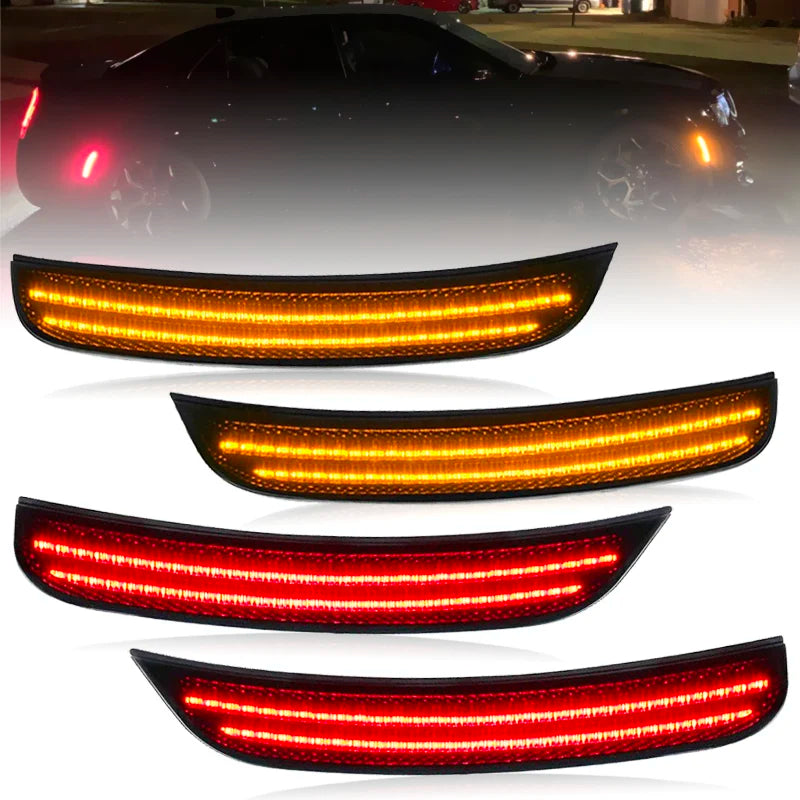 For Chrysler 300 2015-2022 Clear & Smoked Lens LED Side Marker Lamp Amber Front Red Rear Side Fender Reflector Lights