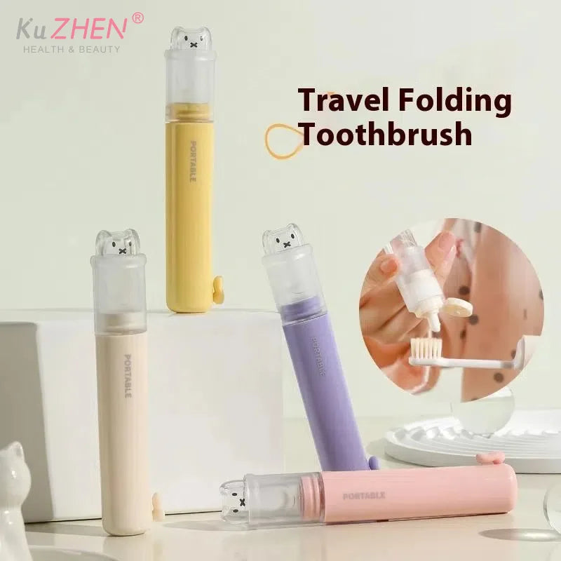 2 In1 Portable Mini Travel Toothbrush Toothpaste Set Adult Outgoing Camp Business Toothbrush Carry-on Deep Cleaning Oral Care