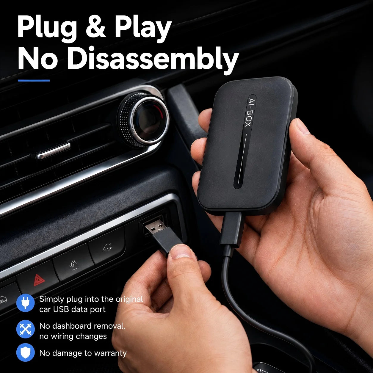 CarRocket Android 15 Wireless CarPlay Android Auto 4in1 CarPlay Ai Box 4Cores 2GB RAM+16GB ROM Plug and Play Stable Transmission
