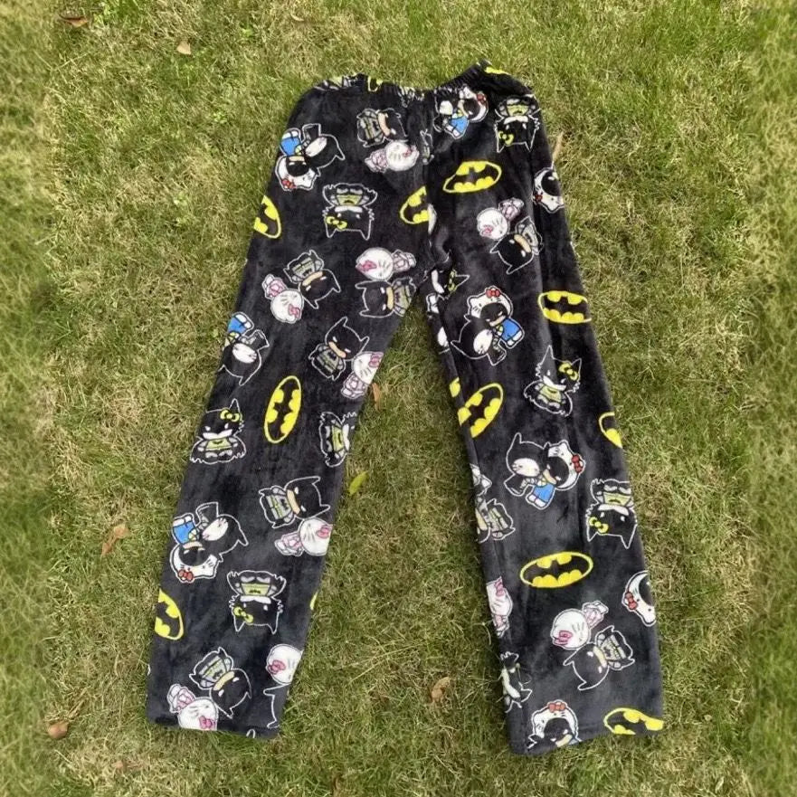 New Autumn Winter Flannel Popular Hello Kitty Pajama Pants Thickened Velvet Warm Casual Cartoon Home Pants Casual Comfortable