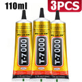 Black T-7000 glue, a semi-fluid black adhesive for precision repairs of crafts, electronics, phone screen replacements, do-it-yourself or DIY jewel making, and glass, wood, metal, and stones.