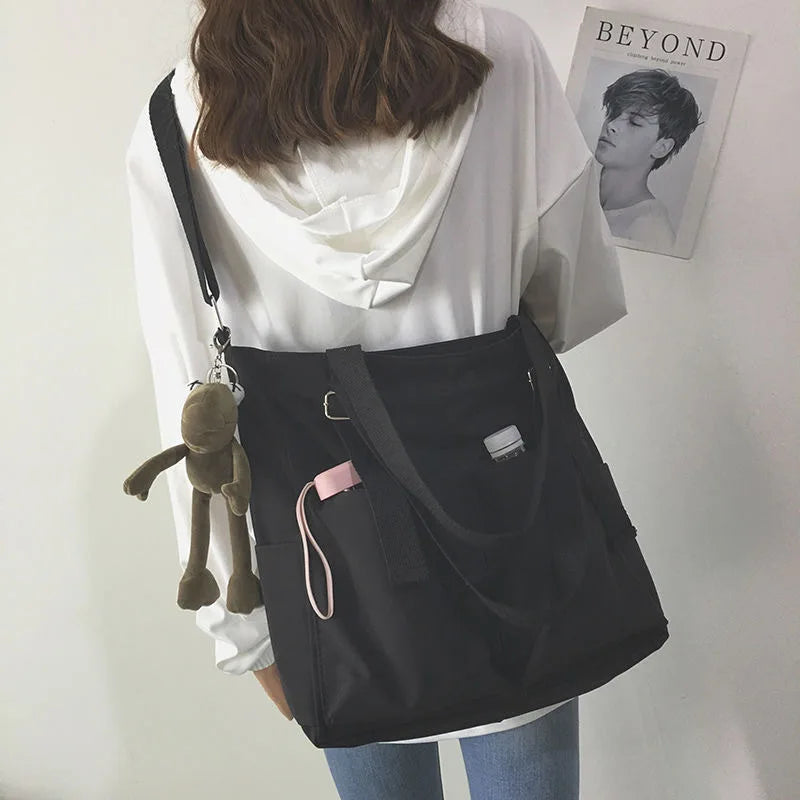 Waterproof nylon bag, large capacity, lightweight, multi-functional women's bag, one-shoulder crossbody bag, student class tutor