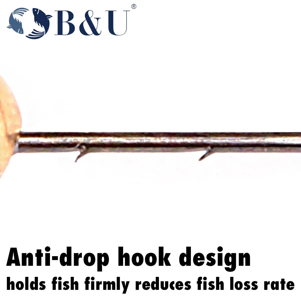B&U 5pcs Micro Jig Head Fishing Hooks Set 0.5g-4g Copper Head Mini Crank Jig Fishhook for Soft Worm Lure Fishing Accessories