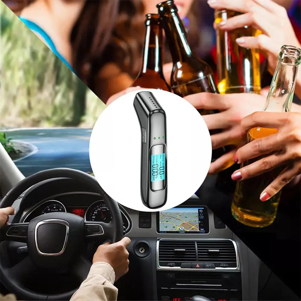 High Precision Non-contact Alcohol Tester Digital LCD Display Portable Breathalyzer Alcometer USB Rechargeable Alcohol Detector