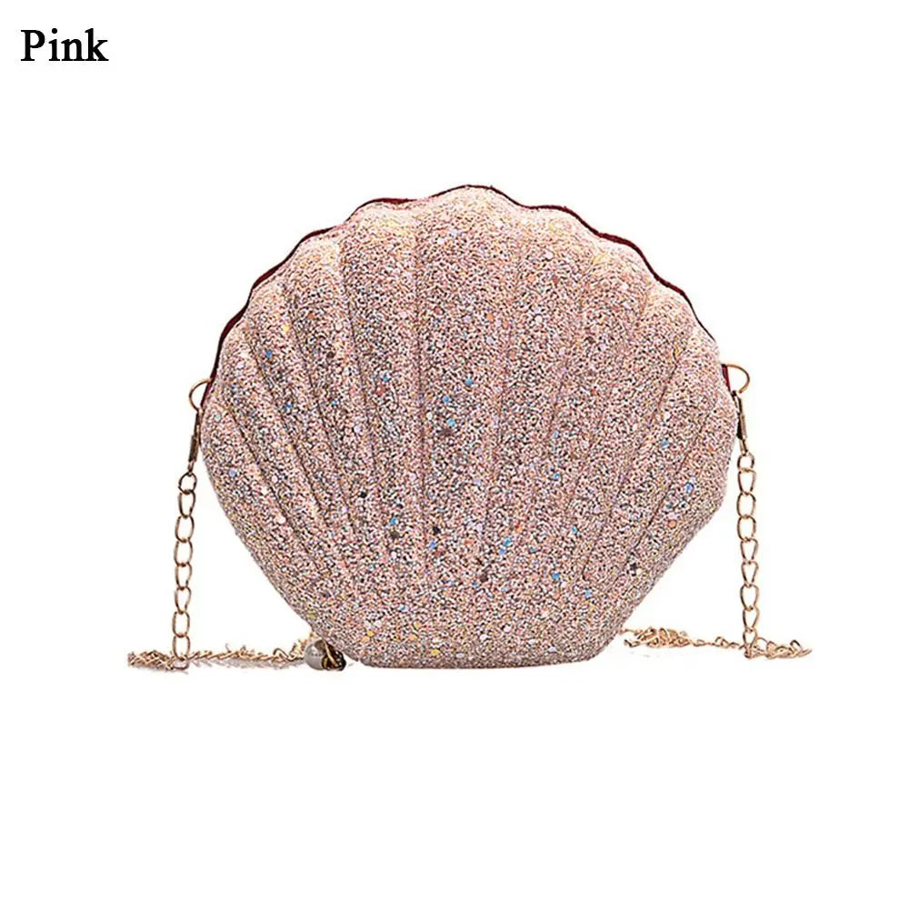 Women Shoulder Handbags Shell Bag Chain Cute Sequins Small Shoulder Bag Phone Money Pouch Zipper Crossbody Bags