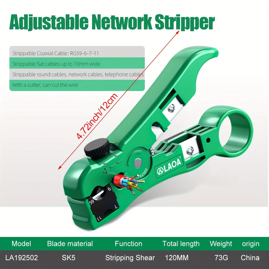 LAOA Multifunctional Adjustable  Network Stripper Tool Wire Stripper 3.2-9.5mm  Wire Cable Cutter Tools