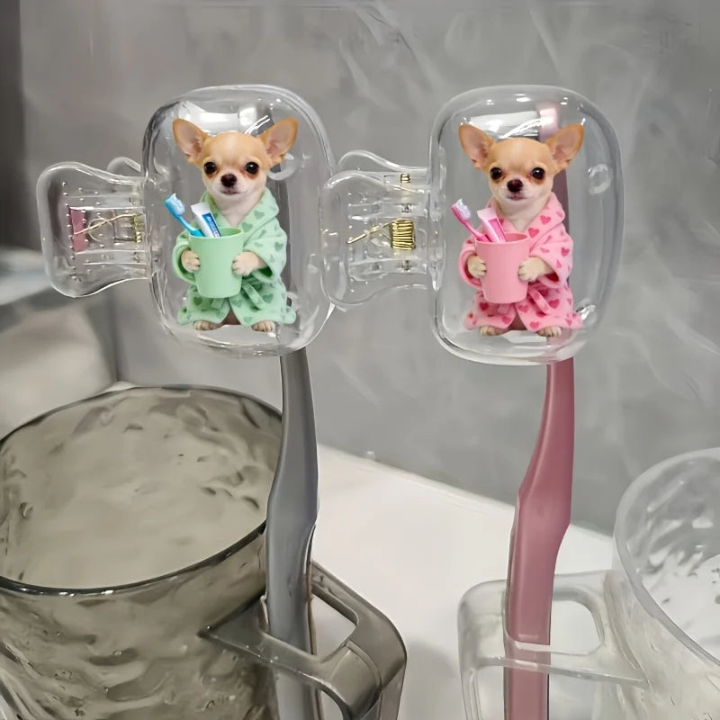 2pcs Chihuahuas Portable Dustproof Odorless Toothbrush Case Suitable for Various Sizes of Travel Kits with Ventilation Holes