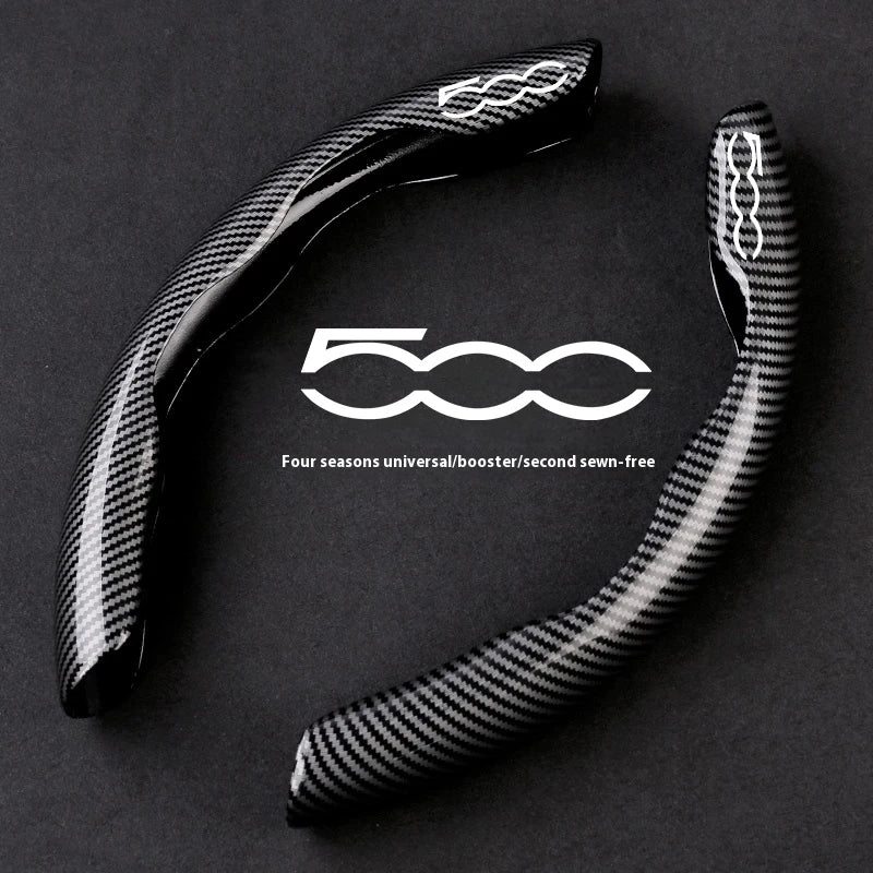 Car Carbon Fiber Texture Steering Wheel Cover For Fiat 500 500c 500l 500e 500x Bravo Punto Panda Ducato Tipo Toro Siena Stilo