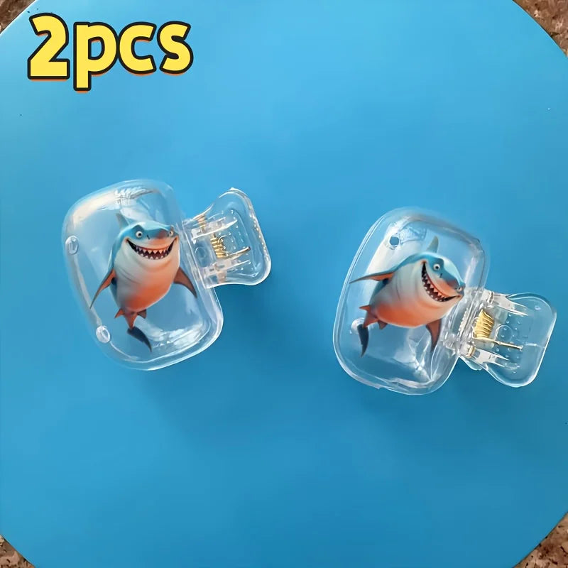 2pcs Blue Shark Portable Toothbrush Head Covers  Storage Boxes Protection Caps Essential Bathroom Additions for Outdoor Trips