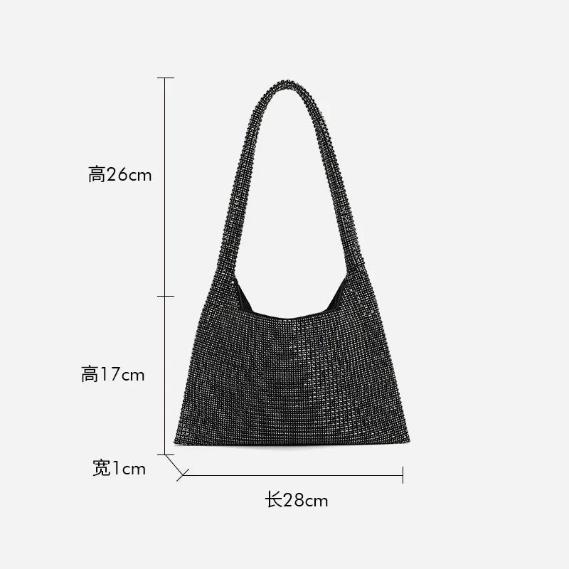 Full Diamond Underarm Bag Women's Bag Spring Fashion Diamond-encrusted Handbag Luggage Rhinestone Purse Sac De Marque Luxe Femme