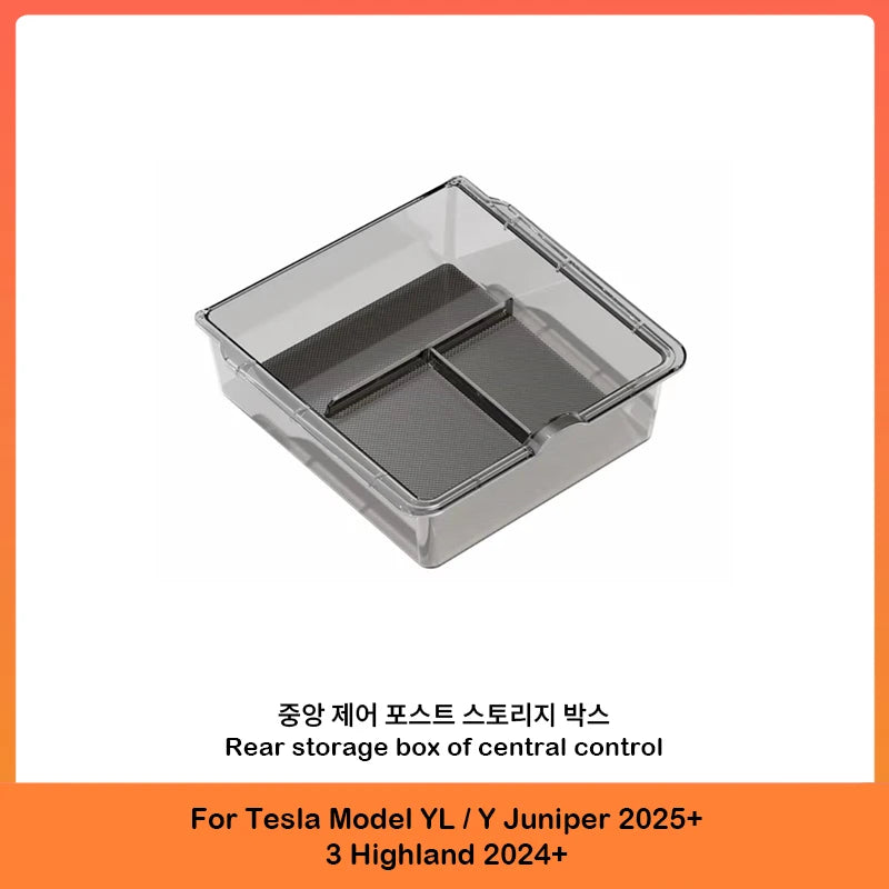 Center Console Upper Storage Box ABS Silicone Non-Slip Front Rear Armrest For Tesla Model 3 Model Y Juniper YL Car Supplies