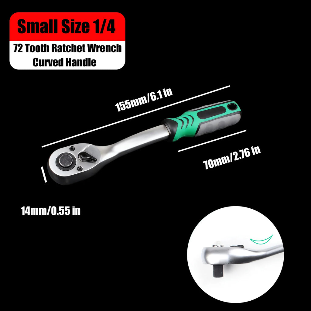 1pc 72 Tooth Quick Ratchet Wrench 1/2 1/4 3/8 3 Size Flying Wrenches Two-way Socket Wrench Repair Tools for for Vehicle Bicycle