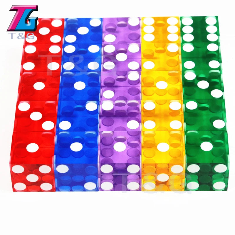 Precision Dice 19MM High-grade Acrylic TransparentSix Sided D6 Casino Sharp Straight Corners 5pcs