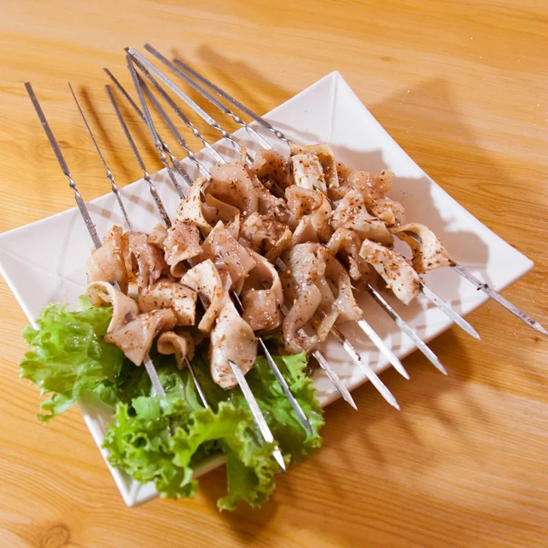 5/10/15/20Pcs Stainless Steel Barbecue Skewers, Reusable BBQ Kebab Skewers for Outdoor Camping, Picnic Tools, Cooking Tools