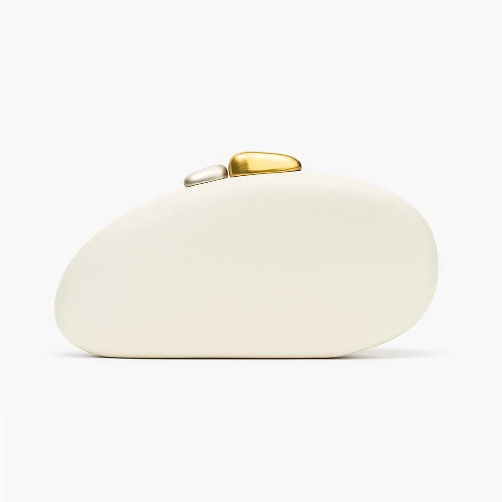 Metallic Closure Clutch Luxury Design Evening Bag With Chains Women Luxury Dinner Wedding Party Shell Pure Bag Coffee Winter