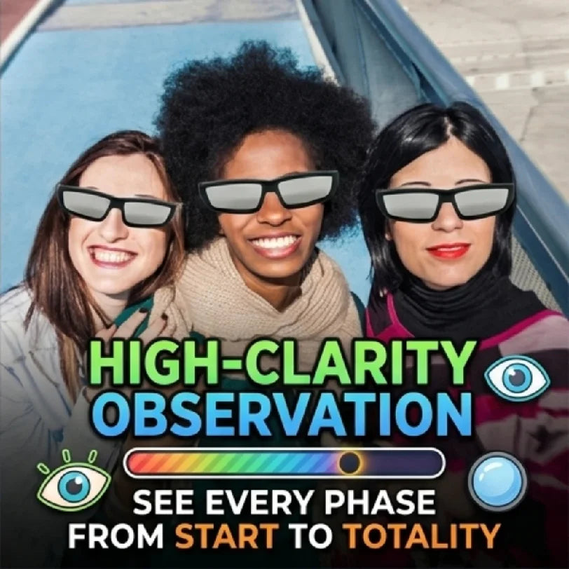 Safe Solar Eclipse Glasses Plastic Frame Professional Solar Viewer Shade For Direct Sun Observation Total Eclipse Eyewear