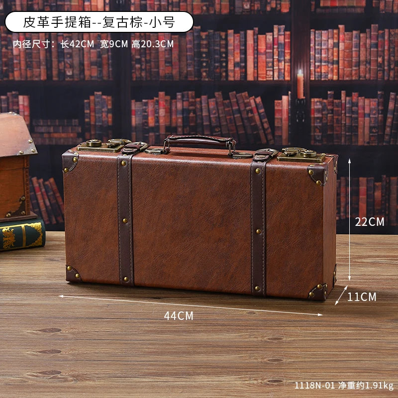 Customized Luxury Vintage Trunk Suitcase Red Travel Leather Luggage Valises Fashion Large Capacity Clothes Storage Prop Box