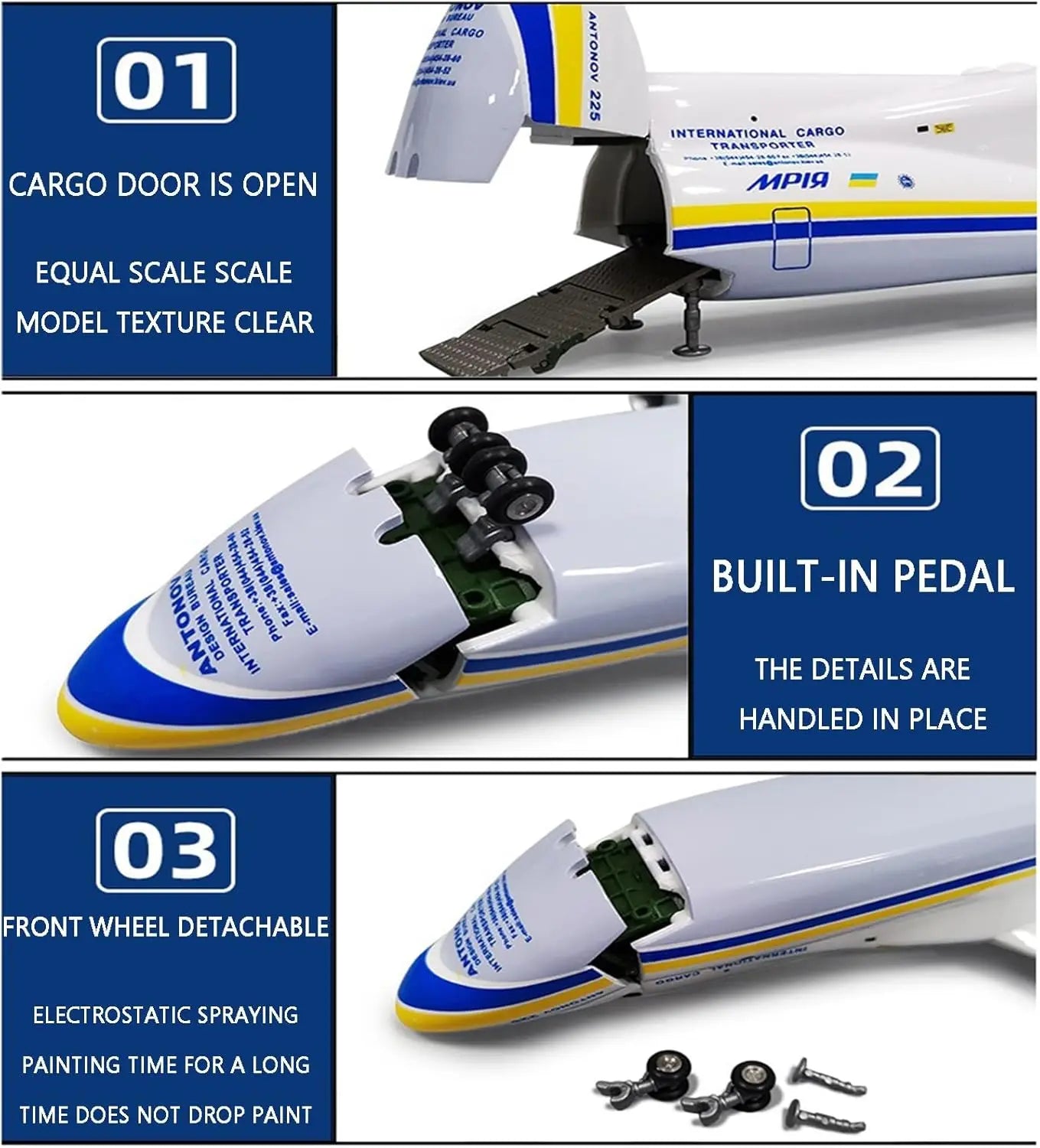 1/200 Scale AN-225 Transport Aircraft 42cm Replica Resin Plastic Model for Antonov AN225 Mriya Collection Display Gift