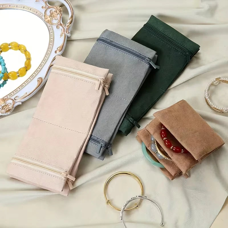 Multifunctional Organizer Bag – Zippered pouch for jewelry, cosmetics, and wallet; portable, foldable travel organizer.