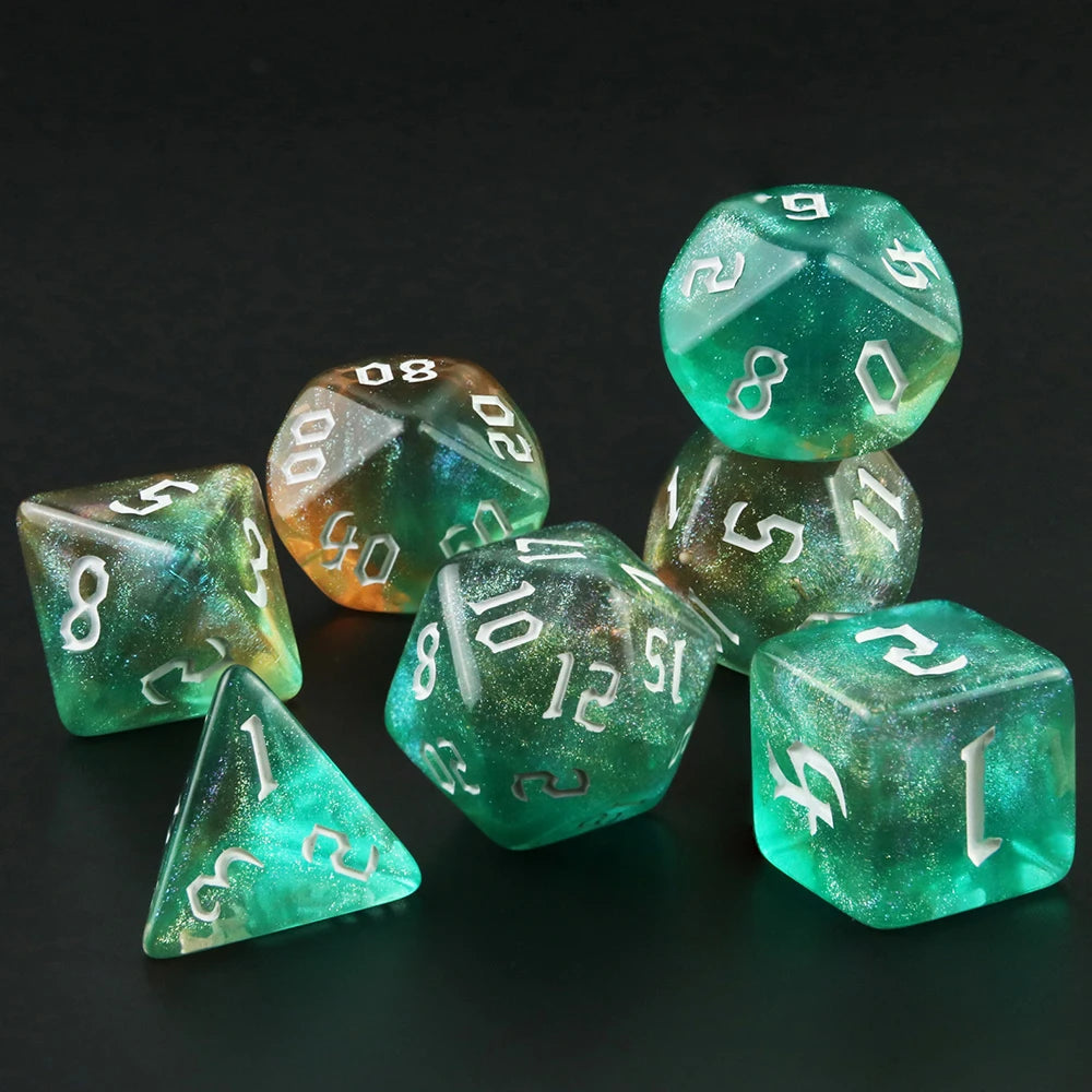 Iridescent Glitter RPG Polyhedral Dice Set for DND Game Dungeon and Dragons Table Board Roll Playing Games