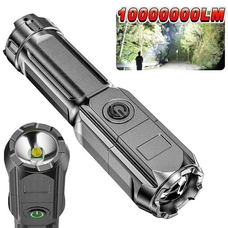 Multi Functional LED Flashlight USB Rechargeable Torch Portable Zoomable Camping Light 3 Lighting Modes Outdoor Light Flashlight