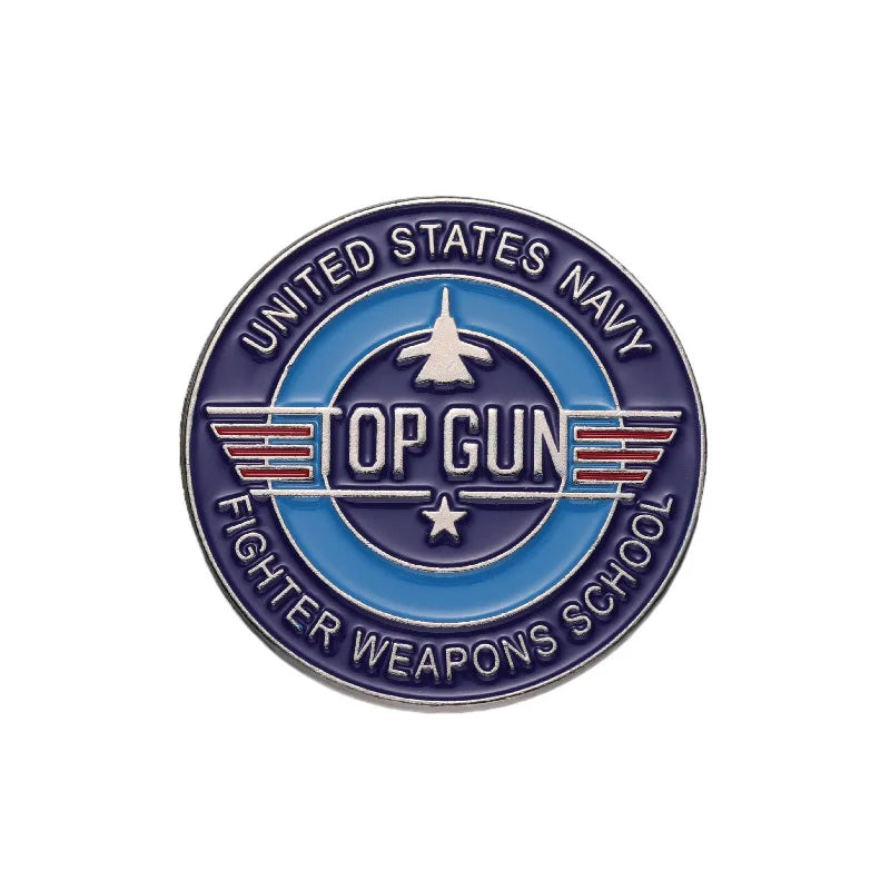 Top Gun 40th Anniversary Commemorative Coin & Keychain& Pin Brooch Lapel Badge Gifts For Military Lover for Collectors Gift
