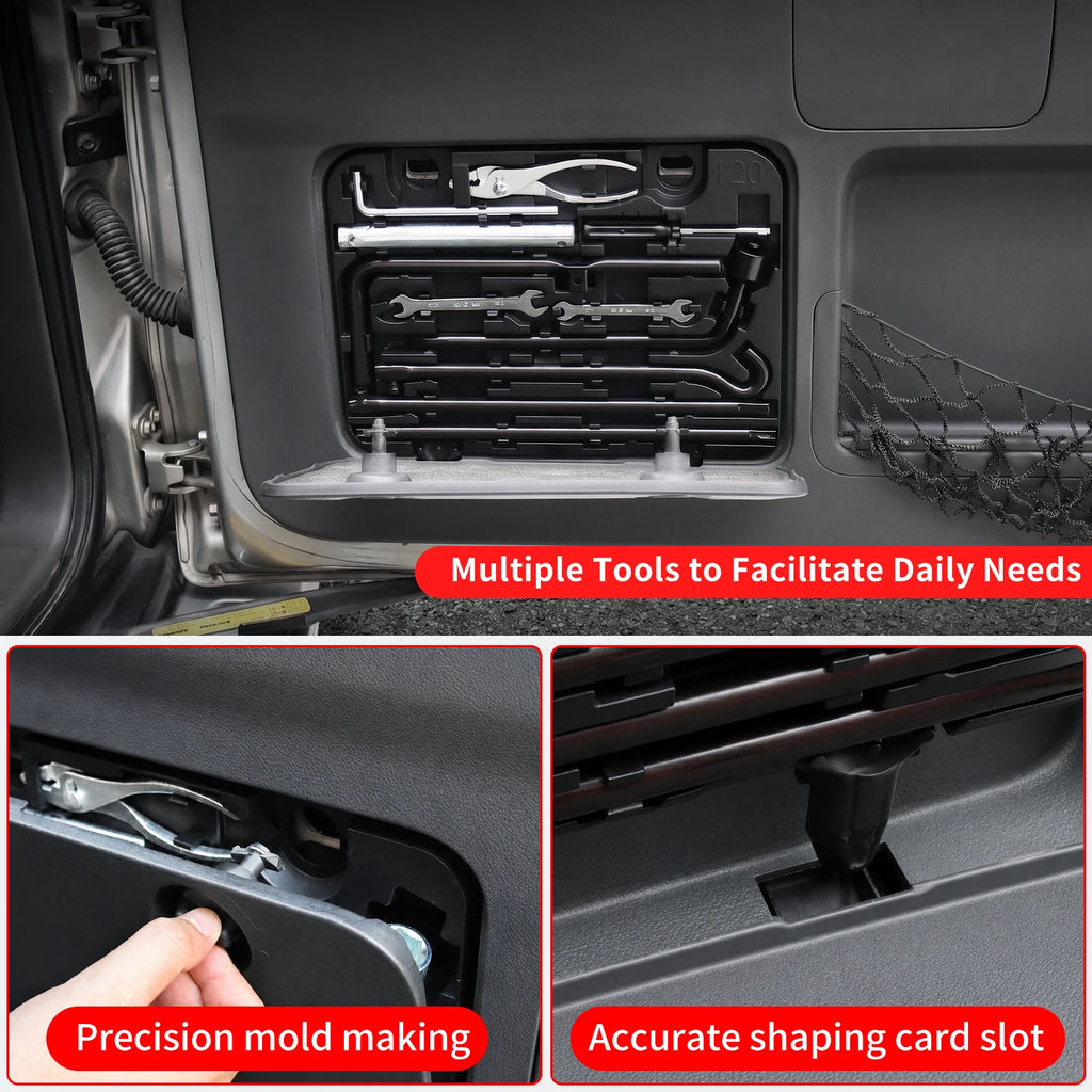 For 2003-2009 Toyota Land Cruiser Prado LC120 J120 Emergency Tool Box Storage Organizer Black Trunk Accessories