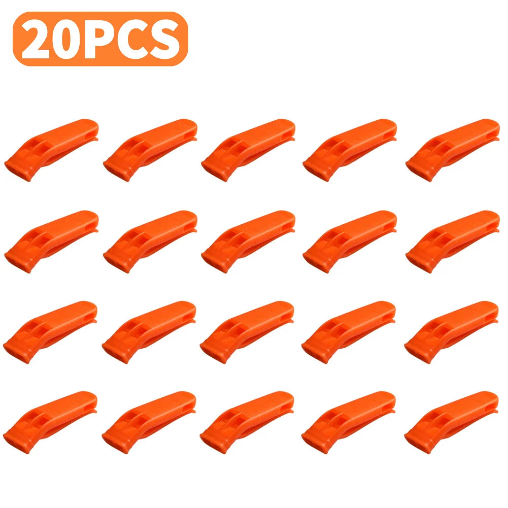 1-50pcs Sports Whistle Multifunction Outdoor Emergency Whistle Double Pipe Rescue Whistle Plastic for Camping Hiking