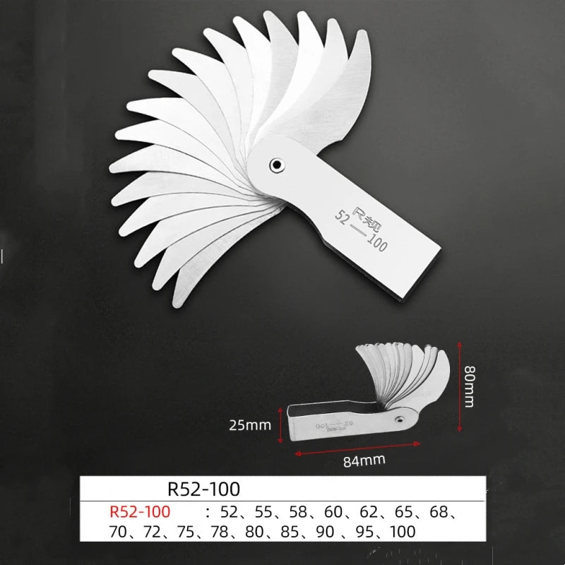 Measuring Tool for Radius Gauge 0.3-7mm High-Precision R-Gauge R7.5-15mm/R15.5-25mm/R25-50mm Arc Radius Measuring Tool Arc Ruler