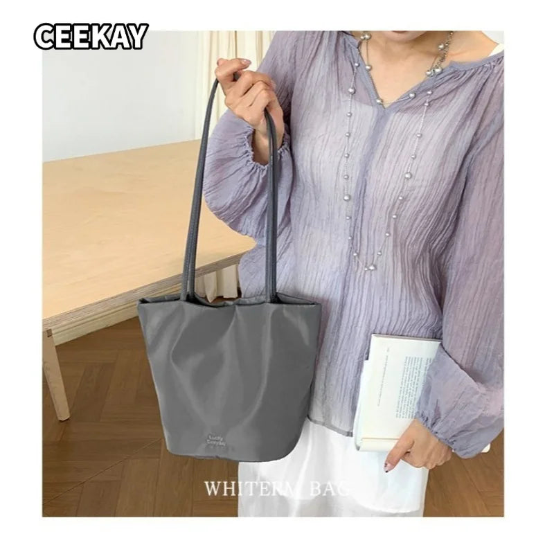 CEEKAY Women's Tote Bag Red Nylon Large Capacity Shoulder Handbag Zipper Closure Daily Commute Casual Lightweight Style