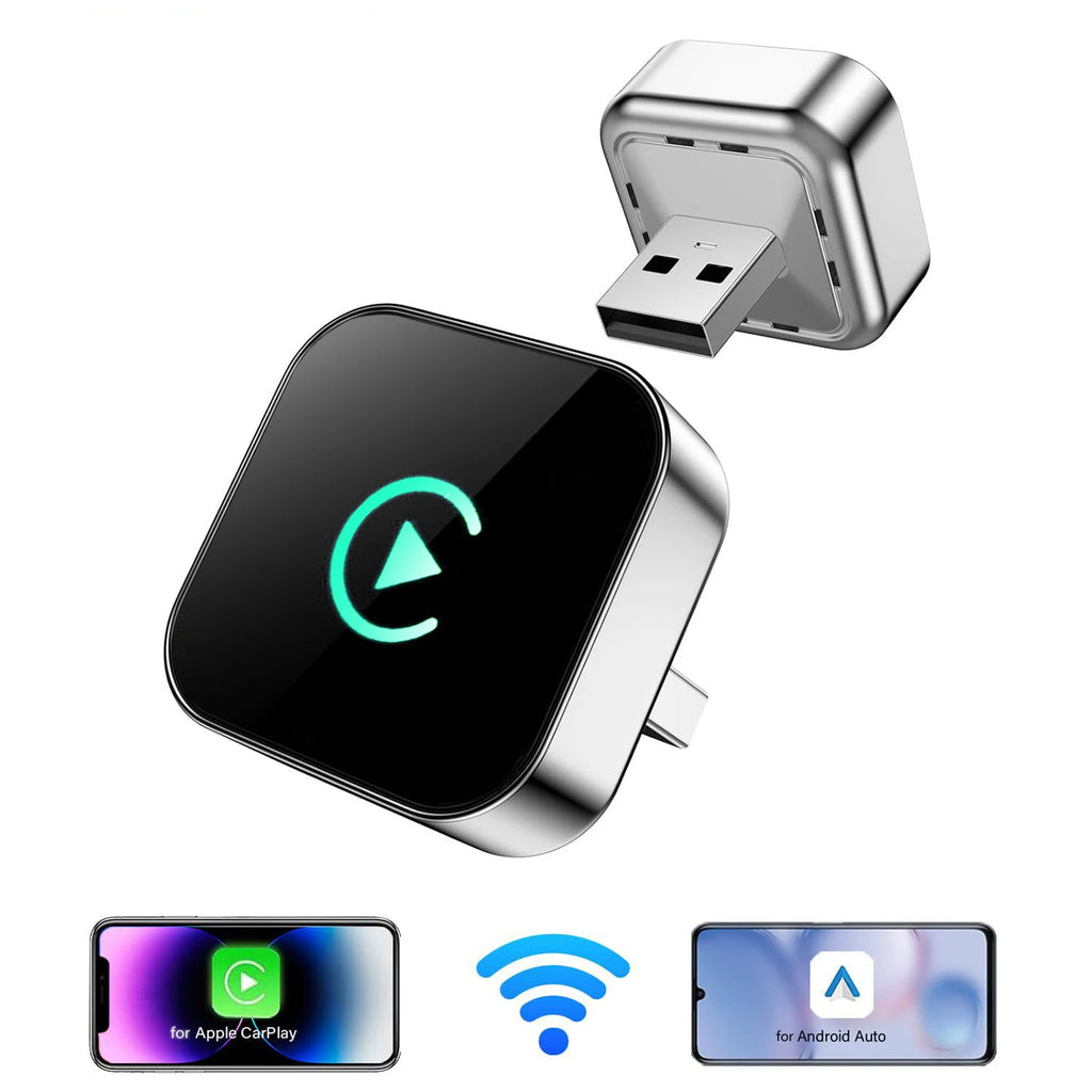 Wireless CarPlay Adapter, Converts Wired to Wireless CarPlay & Android Auto, USB-A USB-C, for iPhone & Android, 98% Cars 2016+